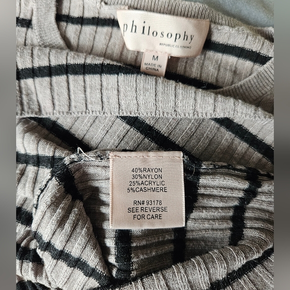 Philosophy M Cashmere Blend Sweater Long Sleeve Ribbed Top Medium - Picture 6 of 6